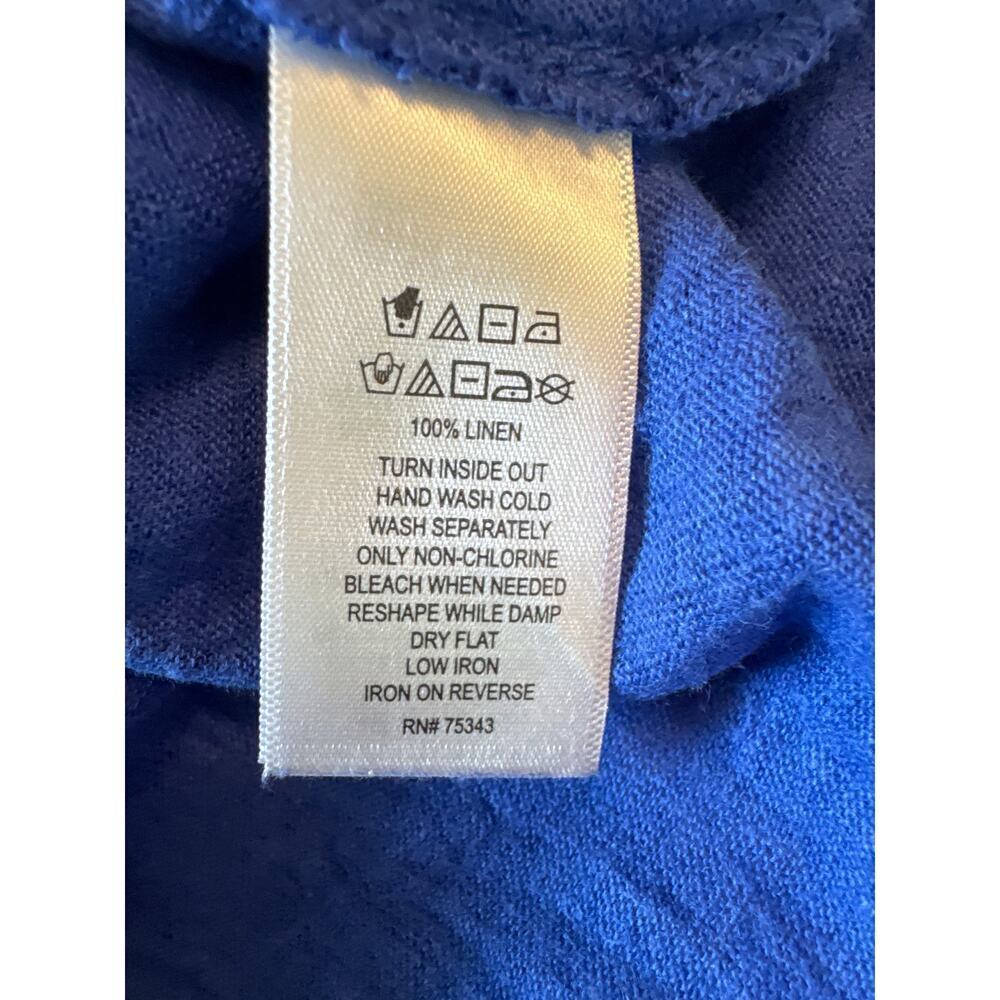 Tahari Women’s 100% Linen Short Sleeve Scoop Neck Royal Blue Top Size Small - Picture 7 of 7